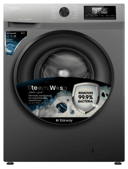 غسالة 8كغ أنفرتر لون فضي 15برنامج ستارويه SW-909IWMG