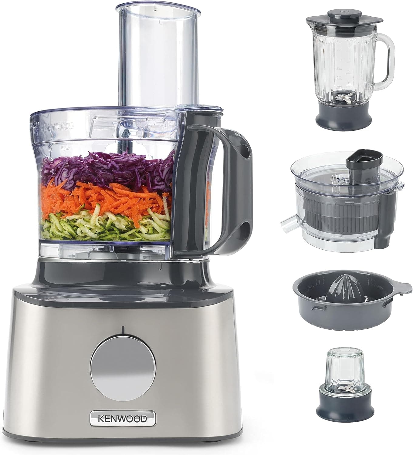 محضر طعام كامل 800 وات مع مطحنة من كينوود Fdm307ss - اسود فضي