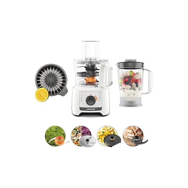 محضّرة طعام Kenwood – قدرة 800 واط، سرعتين مع نبضات، حوض 2.1 لتر باللون الأبيض - FDP31.270WH