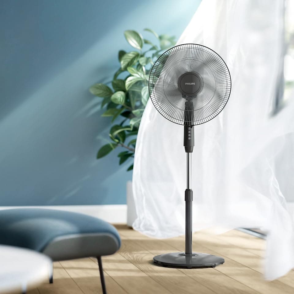 مروحة عمودية من فيليبس، تدفق هواء 3250 متر مكعب/ساعة، تذبذب 80 درجة، امالة عمودية 30 درجة | سلسلة 600، هادئة 40 ديسيبل (A)، 3 إعدادات للسرعة، تذبذب 80 درجة، إمالة 30 درجة، أسود، ACP620/01